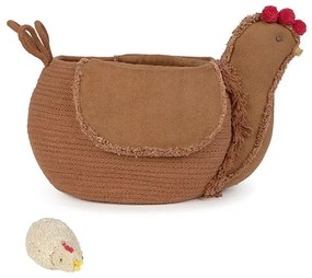 Brązowy tekstylny dziecięcy kosz na zabawki 48x32x29 cm Chicken Toffee – Lorena Canals