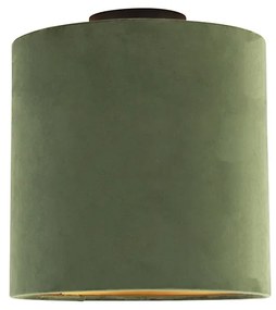 Lampa sufitowa z abażurem z aksamitu w kolorze zielonym ze złotem 25 cm - Combi BlackWiejski/ Rustykalny / Vintage Oswietlenie wewnetrzne