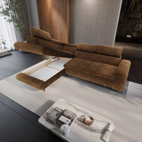 Masseno Narożnik VELISS z funkcją spania i pojemnikiem na pościel Rozkładana sofa do Salonu - Miedziany, TILIA 56