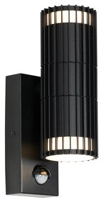 Kinkiet zewnętrzny czarny z czujnikiem ruchu 2-punktowy - Boris