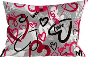 Polibawełniana poszewka na poduszkę STREET LOVE POLY 50x70 cm, szara