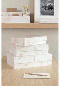 Beżowe kartonowe pojemniki dekoracyjne z pokrywką zestaw 3 szt. 42,5x29,5x13 cm Kian Paper Laminate – Bigso