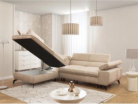 Beżowy narożnik z tkaniny szenilowej (lewostronny/w kształcie litery L) Marbeya – Ropez