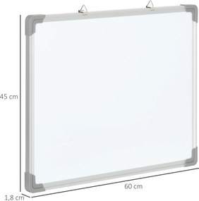 HOMCOM Whiteboard Magnetyczny, łatwo zmywalny, z 4 Markerami, 10 Magnesami, 1 Gąbką, 60 x 1,8 x 45cm
