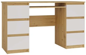 Duże biurko gabinetowe z szufladami dąb artisan + biały C1-M25