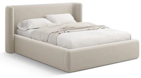 Beżowe tapicerowane łóżko dwuosobowe ze schowkiem ze stelażem 200x200 cm Jason – Windsor &amp; Co Sofas