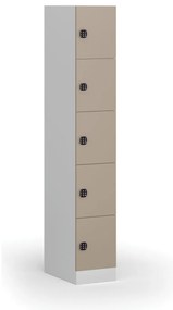 Szafka skrytkowa S1, 5 schowków, 1850 x 300 x 500 mm, zamek kodowy, drzwi beżowe
