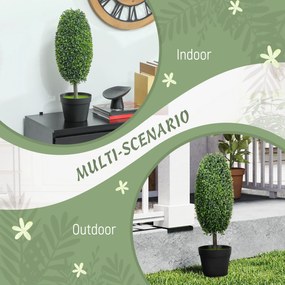 HOMCOM Zestaw 2 sztucznych roślin, drzewa sztuczne odporne na UV w doniczce, z tworzywa sztucznego, cementu, w kolorze zielonym