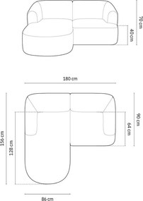 Zielony sztruksowy narożnik (lewostronny/z szezlongiem) Campi – Cosmopolitan Design