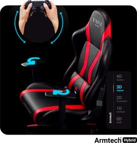 Fotel gamingowy dla młodzieży Diablo X-Horn 2.0 Small Size, kolor czarno-czerwony