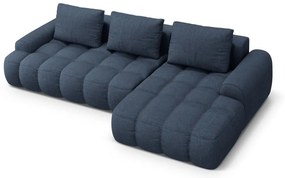 Ciemnoniebieski rozkładany/ze schowkiem narożnik (prawostronny/z szezlongiem) Linz – Cosmopolitan Design