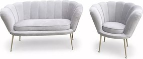 Nowoczesny zestaw wypoczynkowy - sofa z fotelem Muszelka w stylu glamour
