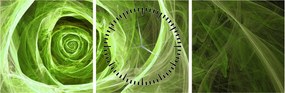 Obraz - Abstrakcyjny zielony róż (z zegarem) (90x30 cm)