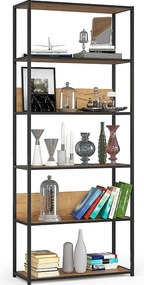 Regał industrialny AKORD metalowy Czarny Dąb Craft 80x32x192 cm