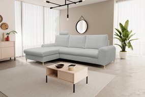 Masseno Narożnik VERONA z funkcją spania i pojemnikiem na pościel Narozniki L, Rozkładana sofa - Jasnoszary, LOFT 18