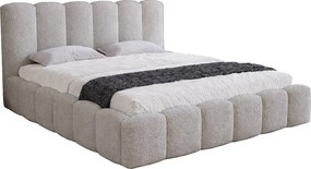 Łóżko dwuosobowe 180x200 Florent - łóżko z pojemnikiem i stelażem metalowym - boucle, jasny szary (Lambi 11)