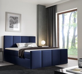 Granatowe welurowe łóżko kontynentalne 5 rozmiarów L0-R31