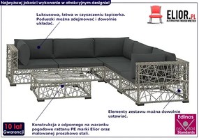 6-częściowy szary zestaw wypoczynkowy do ogrodu Okla