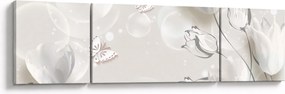 Obraz - Tulipany między bąbelkami (170x50 cm)