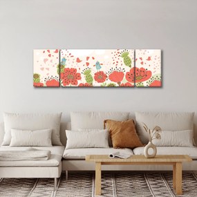 Obraz - Ptaszki na kwitnącej łące (170x50 cm)