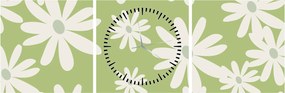 Obraz - Hipisi, zielone kwiaty N⁰1 (z zegarem) (90x30 cm)