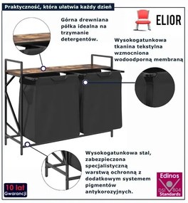 Kosz na pranie dwukomorowy z półką przydymiony dąb B1-H28