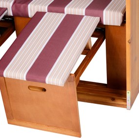 Outsunny Leżak ogrodowy 2-osobowy z daszkiem i podnóżkiem, rattan PE, czerwony, 118x79x150cm | Aosom PL