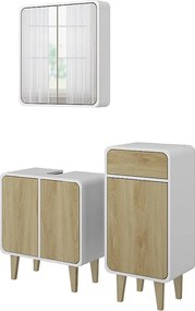 Zestaw mebli łazienkowych biały/dąb 60x30x61 arla