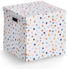 Kartonowe pudełko z pokrywą DOTS, 33,5 x 33 x 32 cm