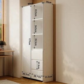 Regał Loft Biały 177 cm – Biblioteczka z 3 Szufladami i Półkami