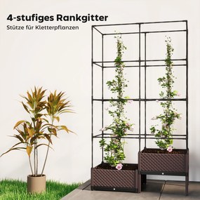 Outsunny Skrzynia do sadzenia ze stelażem do pnączy, otworami odpływowymi, plastikowymi donicami 100 x 50 x 174 cm | Aosom PL