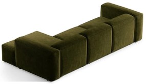 Zielony sztruksowy narożnik (prawostronny/z szezlongiem) Bergano – Cosmopolitan Design