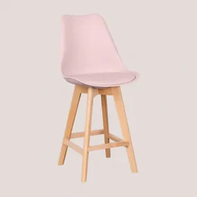Zestaw 4 Wysokich Stołków 65 Cm Z Poduszką Z Ekoskóry Nordic Toasted Almond - Sklum
