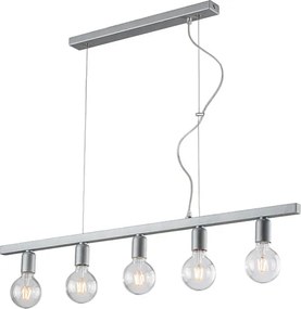 Lampa wisząca Fabian z żelaza lakierowanego na biało i srebrno, 5 świateł, dł. 101 x 5, BL293-5-ARG