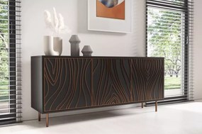 Komoda Teofil – nowoczesna komoda do salonu z laminowanym drewnem i metalowymi detalami