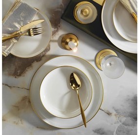 Zestaw obiadowy 16 części, biały/złoty/porcelana