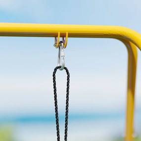 AIYAPLAY Składany stojak na huśtawkę, z ramą w kształcie litery A, 2 haki, 4 kotwy gruntowe, dla dzieci od 9 miesięcy do 8 lat, 128x155x157 cm, niebieski | Aosom PL