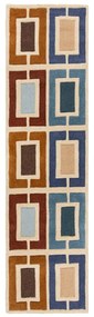 Niebiesko-pomarańczowy wełniany chodnik tkany ręcznie 60x230 cm Retro Blocks – Flair Rugs