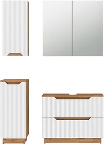 Zestaw mebli łazienkowych dąb/białe paski 79.6x32x62.5 lotta