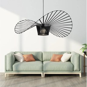 NETTLIFE Nowoczesna lampa wisząca E27 czarna średnica 80cm poliwęglanowy kapelusz maks. 40W do salonu jadalnia kuchnia, bez żarówki