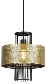 Designerska lampa wisząca złota z czarnym 30 cm - TessDesignerski Oswietlenie wewnetrzne