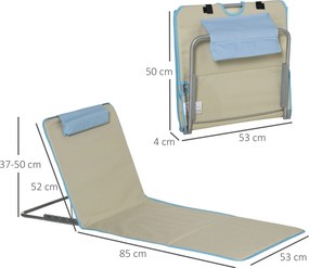 Outsunny Zestaw 2 Mat Plażowych, Regulowane, Składane, 124Dł x 53Szer x 37-50Wys cm, Beżowy