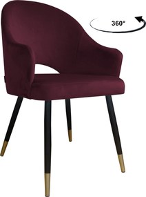 Krzesło Velvet tkanina Welur noga metalowa : Kolor nogi - Czano-złota stożek, Kolor tkaniny - VELVET - MG02, Typ siedziska - Siedzisko obrotowe 360°