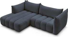 Ciemnoniebieski narożnik z materiału bouclé (lewostronny/z szezlongiem) Azra – Bobochic Paris
