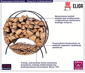 Czarny okrągły nowoczesny stojak na drewno 70 cm - Arfo