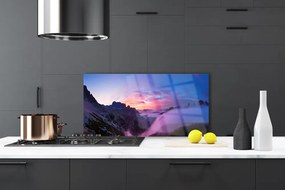 Panel Szklany do Kuchni Wschód Słońca w Zamglonych Szczytach