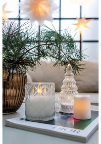 Biała woskowa świeca LED w szkle Star Trading Flamme Romb, wys. 10 cm