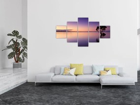 Obraz powierzchni wody o wschodzie słońca (125x70 cm)