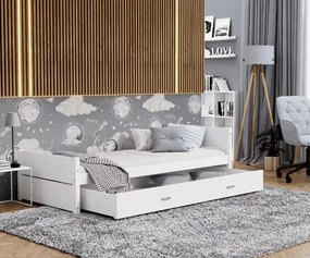 Łóżko dziecięce Modig 90x200 z szufladą białe/szare stelaż Flex