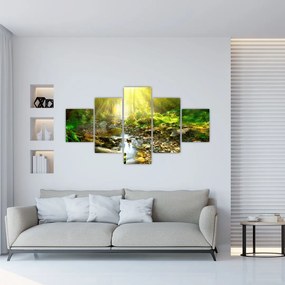 Obraz rzeki w zielonym lesie (125x70 cm)
